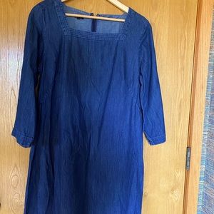 Talbots Dark Denim Chambray Knee Length Dress